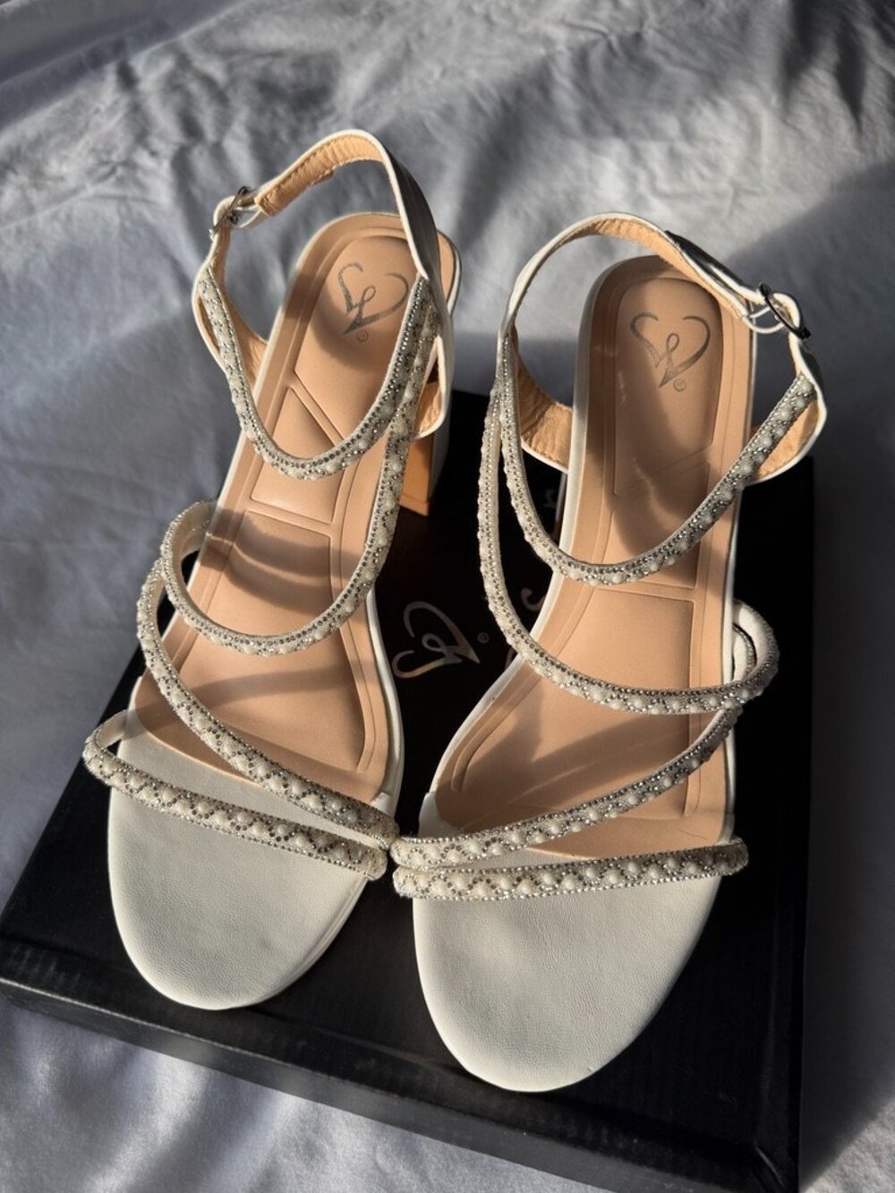 ✨ Windsor "Shine On" Pearl Rhinestone Heels — White | Size 8
